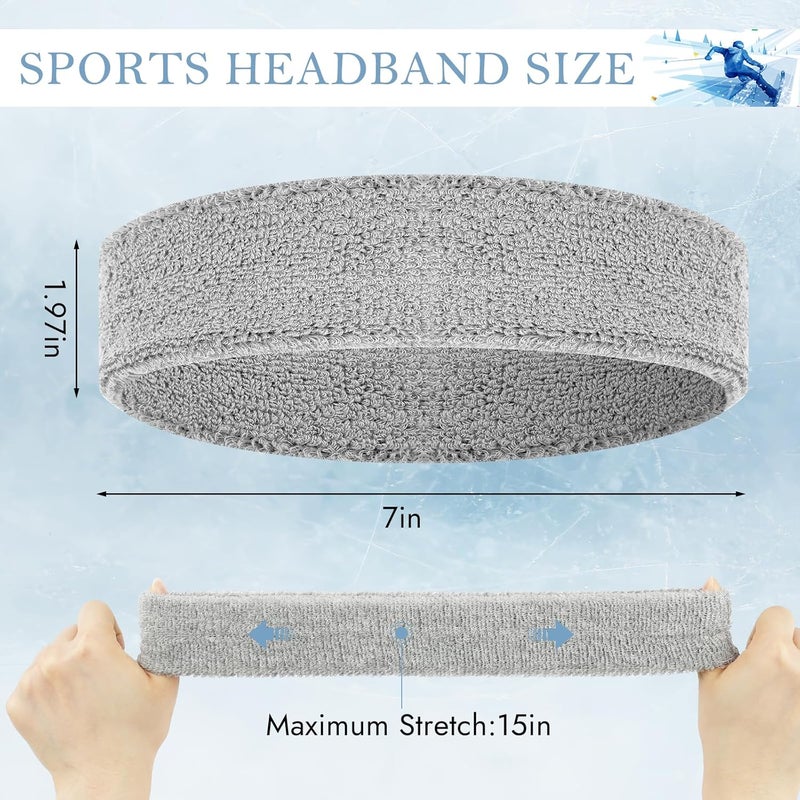PEASUG 4 Pack Headbands for Men, Sweat Bands Headbands Men & Women, Cotton Terry Sweat Bands for Tennis, Basketball, Running, Gym, Working Out - Image 3